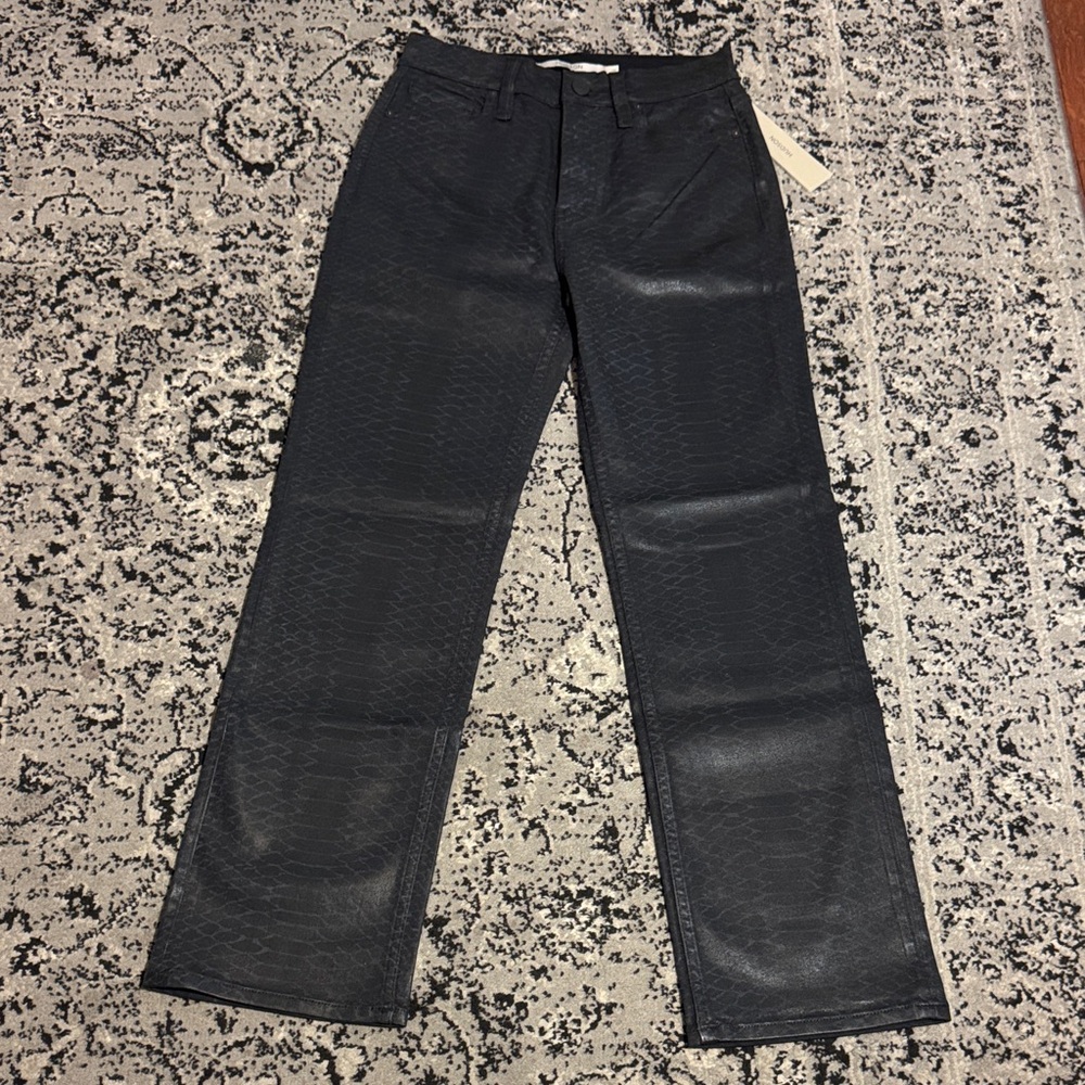 High Rise Black coated snake print Jeans